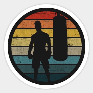 Boxing Silhouette On A Distressed Retro Sunset product Sticker